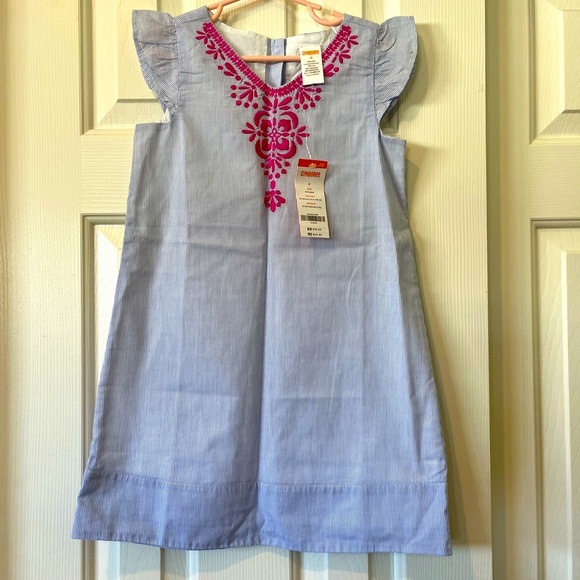 Gymboree Other - Girls size 6 blue pinstripe dress with pink details from Gymboree, NWT
